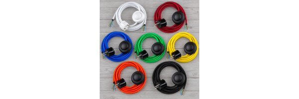 Textilkabel mit Fußschalter Schutzkontakt-Stecker