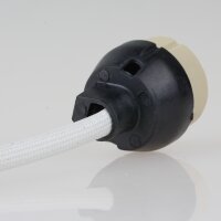 GZ/GU10 Hochvolt-Lampenfassung mit 23 cm PTFE-Leitung und Gewebeschutz temperaturbeständig bis 250°C