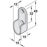 Häfele Schrankrohrlager Kleiderstangen-Halterung für Schrankrohr oval 30x15mm mit 3 Schraublöcher titangrau