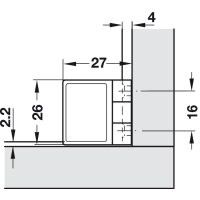 Häfele Möbel Glastürscharnier 170° für Glas-/Holzkonstruktionen vernickelt – Innenanschlag, 1 Paar