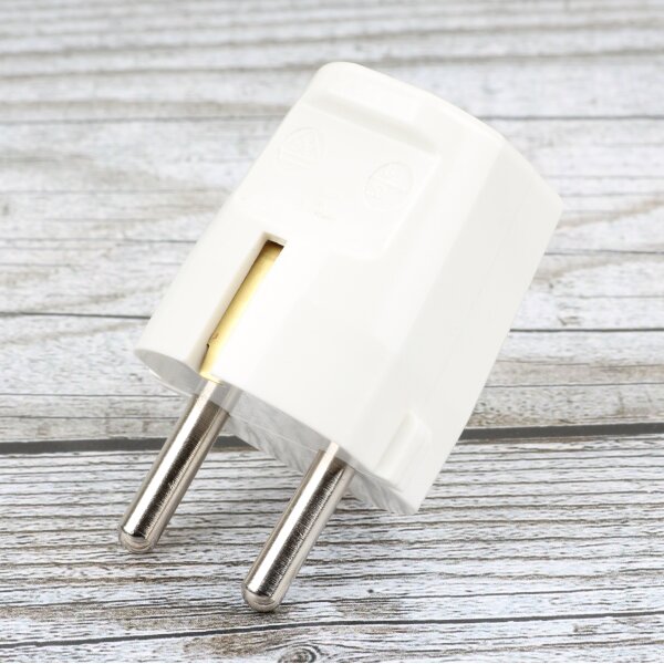 Schutzkontakt-Stecker reinweiß 250V/16A mit Schraubanschluss
