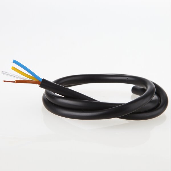 PVC-Lampenkabel Rundkabel schwarz 3-adrig 3x0,75 mm² H03VV-F mit integriertem Stahlseil als Zugentlastung - Meterware