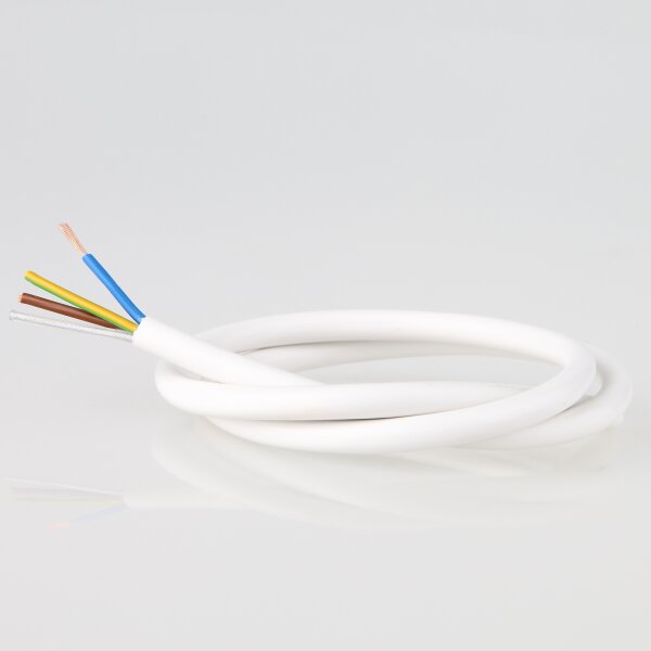 PVC-Lampenkabel Rundkabel weiß 3-adrig 3x0,75 mm² H03VV-F mit integriertem Stahlseil als Zugentlastung - Meterware