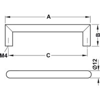 Häfele Möbelgriff Gehrungsgriff 108x35mm Edelstahl matt gebürstet rund