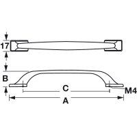 Häfele Möbelgriff Bügelgriff 135x27 mm Messing Edelstahlfarben