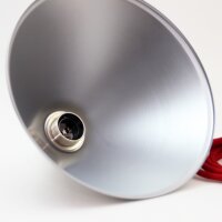 Lampenschirm silber Textilkabel-Pendel rot mit E27 Vintage Metall-Fassung