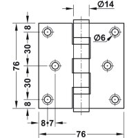 Häfele Aufschraubband Scharnier 76 x 76 mm Edelstahl messingfarben Anschlag links/rechts