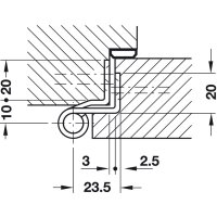 Häfele Aufschraubband Scharnier 140 mm Stahl verzinkt matt Anschlag links