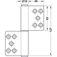 Häfele Aufschraubband Scharnier 127 mm Edelstahl matt Anschlag links/rechts