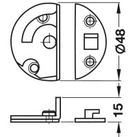Häfele Drehriegel für Zargentische 48x15 mm Stahl verzinkt