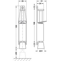 Häfele Startec Türfeststeller HUB 30mm mit Gummipuffer silberfarben