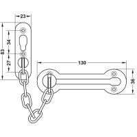 Häfele Türkette für Drehtüren 130x36 mm Zinkdruckguss verchromt poliert