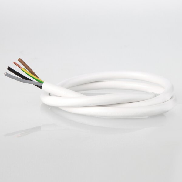 PVC-Lampenkabel weiß 4-adrig 4x0,75 mm² – Rundleitung mit Schutzleiter - Meterware