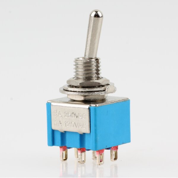 Miniatur Kippschalter blau 3A/250V 2xUM 6 Pins Profitec S-500-6