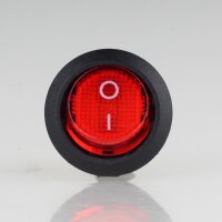 Wippschalter rot beleuchtet 1-polig EIN/AUS  rund Einbaumaß 19mm 250V/6A