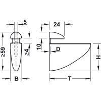 Häfele Klemmtablarträger Bodenträger Holz & Glas 4–18mm verchromt poliert