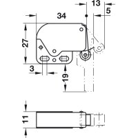 Häfele Schnappverschluss Schnäpper Mini Latch mit Feder zum Schrauben vernickelt