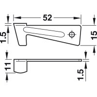 Häfele Schließhaken Haken-Verschluss 52mm Metall verzinkt für Zargentische / Tischzargenführung