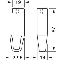 Häfele Mittel-Deckenträger Halterung in schwarz 67x16x19mm für Schrankrohre Schrankstangen Kleiderstangen