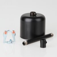 Lampen-Baldachin 62x63mm Metall schwarz mit Pendelrohr & Zugentlaster
