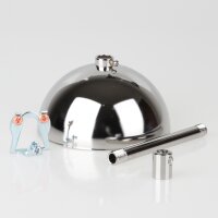 Lampen-Baldachin 50x100mm Metall verchromt mit Pendelrohr & Zugentlaster