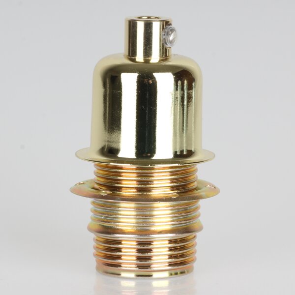E14 Fassungshülse Zierhülse 27x30mm Metall vermessingt mit Lampenfassung & Zugentlaster