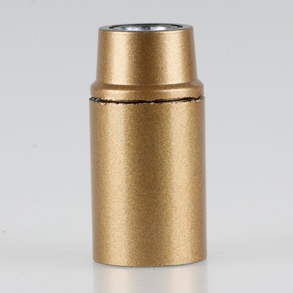 E14 Lampenfassung Bakelit-Optik Gold mit Glattmantel M10x1 IG