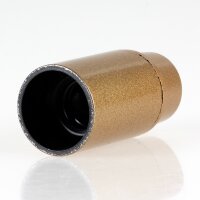 E14 Lampenfassung Bakelit-Optik Gold mit Glattmantel M10x1 IG
