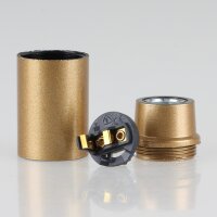 E14 Lampenfassung Bakelit-Optik Gold mit Glattmantel M10x1 IG