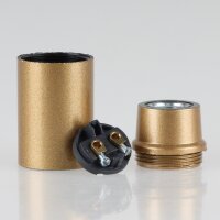 E14 Lampenfassung Bakelit-Optik Gold mit Glattmantel M10x1 IG