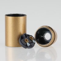 E14 Lampenfassung Bakelit-Optik Gold mit Glattmantel M10x1 IG