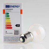E27 LEDVANCE LED Classic Leuchtmittel 2,5W(=25W) 240V 250 lm Tropfen-Form matt warmweiß