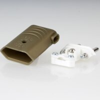 Eurostecker Europa-Flachstecker gold 250V/6A mit Schraubkontakte und seitlichem Kabelauslass