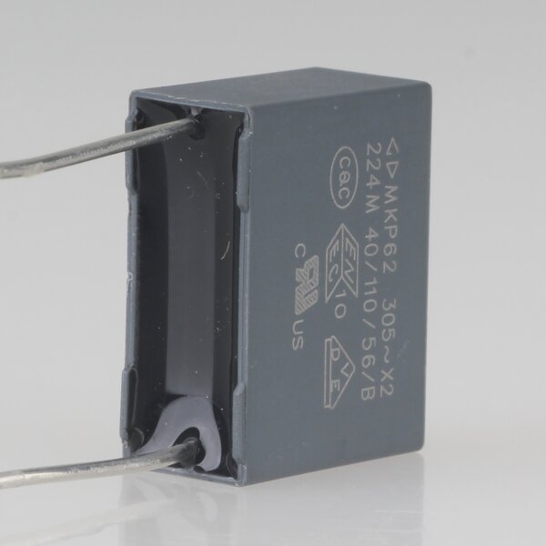 0.22uF 305V MKP-X2 Entstörkondensator 18x12.5mm Rastermaß 15mm