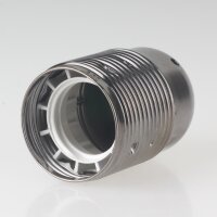 E27 Lampenfassung Metall schwarz-chrom mit Gewindemantel und seitlichem Kabel-Eingang 250V/4A