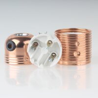 E27 Lampenfassung Metall verkupfert mit Gewindemantel und seitlichem Kabel-Eingang 250V/4A