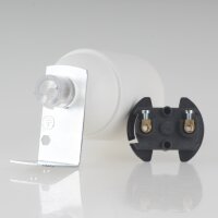 E27 Lampenfassung Kunststoff weiß mit Winkel & Zugentlastung transparent
