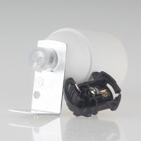 E27 Lampenfassung Kunststoff weiß mit Winkel & Zugentlastung transparent