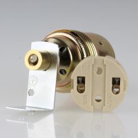 E27 Premium Lampenfassung Metall vermessingt mit Winkel & Zugentlastung