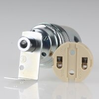 E27 Premium Lampenfassung Metall verchromt mit Winkel & Zugentlastung