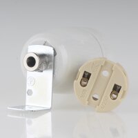 E27 Premium Lampenfassung Porzellan glasiert mit Winkel & Zugentlastung Edelstahloptik