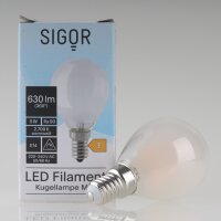 Sigor E14 LED Filament Tropfenlampe matt 5W (50W) 2700K...