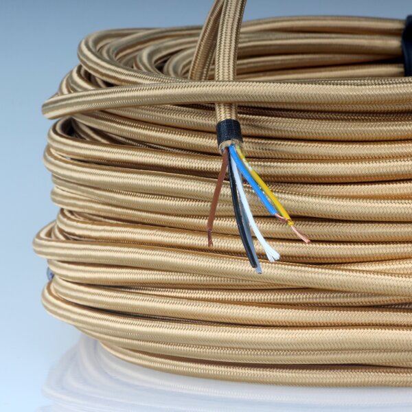 Textilkabel gold 5-adrig 5x0,5mm² Steuerleitung PVC-Schlauchleitung