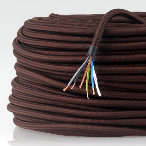 Textilkabel braun 5-adrig 5x0,5mm² Steuerleitung PVC-Schlauchleitung