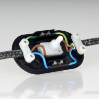 Schnurschalter Schnur-Zwischenschalter Fußschalter  85x45mm schwarz Bakelit-Optik 250V/2A(1A)