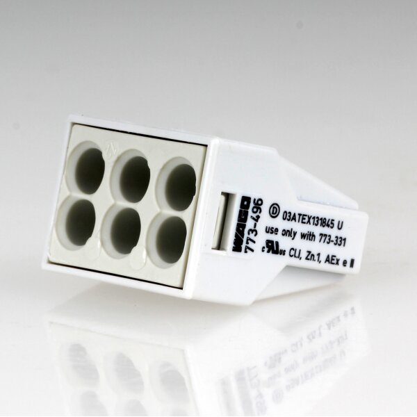 WAGO 773-496 Verbindungsklemme 6-polig lichtgrau für NYM-J Kabel bis 2,5 mm²