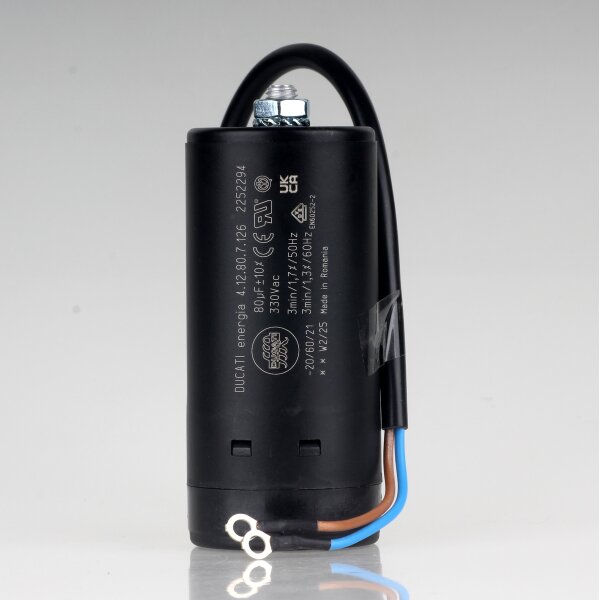 80uF 330V AC Startkondensator Betriebskondensator mit Kabel spritzwassergeschützt