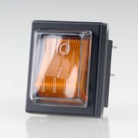 Einbau-Wippschalter gelb beleuchtet 2-polig EIN/AUS 30x22mm 250V/16A mit PVC-Schutzkappe