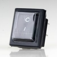 Wippschalter schwarz 2-polig EIN/AUS 30x22 mm 250V/16A unbeleuchtet mit PVC-Schutzkappe