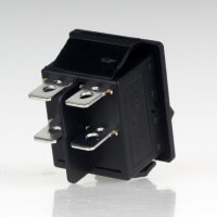 Wippschalter schwarz 2-polig EIN/AUS 30x22 mm 250V/16A unbeleuchtet mit PVC-Schutzkappe